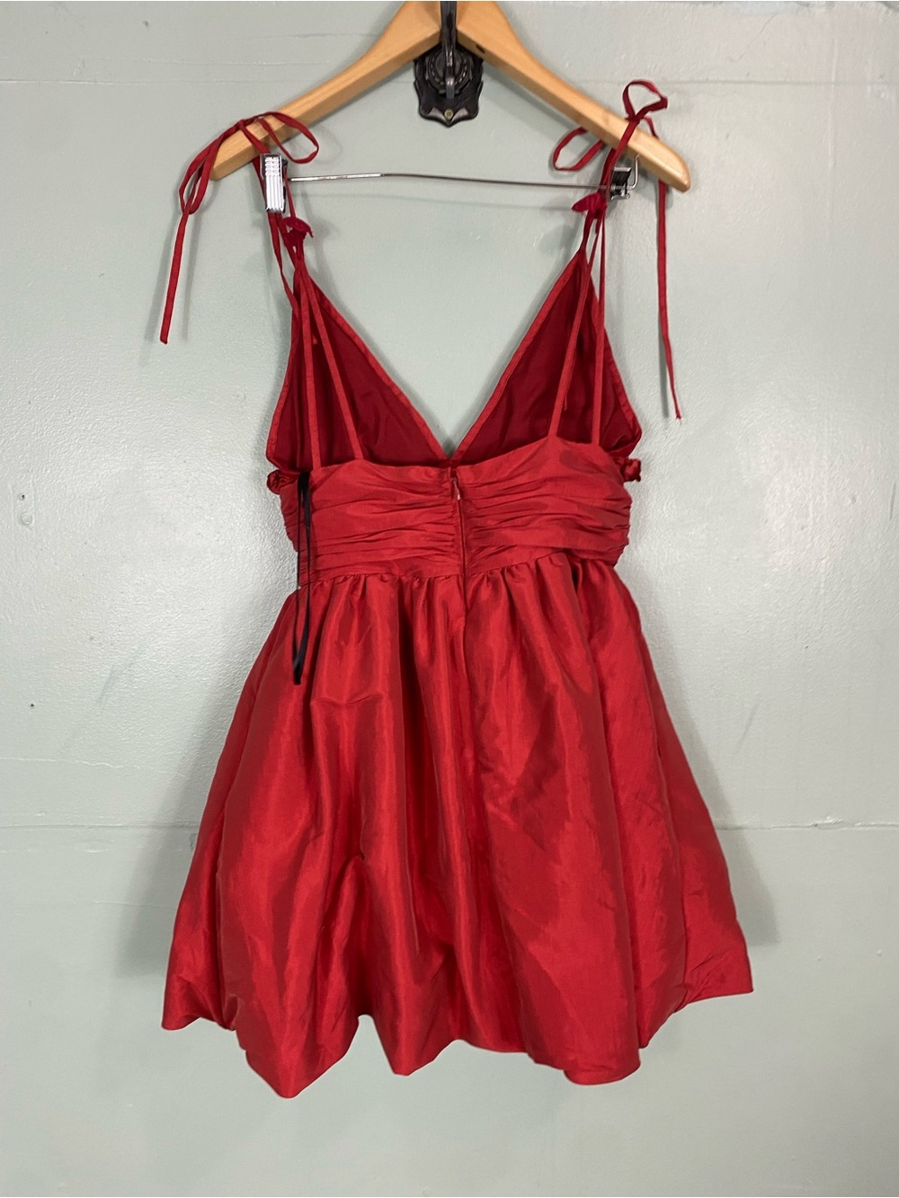 For Love & Lemons Esmerelda Mini Dress Red 3D Floral Bubble Hem Small - Picture 5 of 9